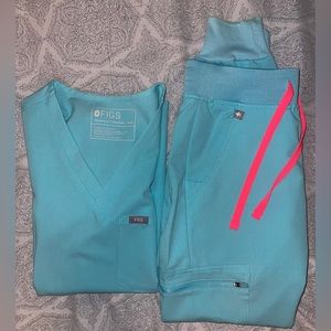 Figs Scrubs Set Color NEON BLUE (XXS Catarina & Petite XXS Zamora Jogger)